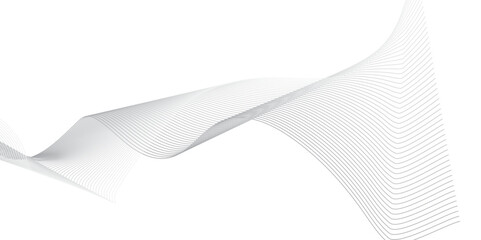  Abstract flowing waves formed by thin gray lines on a white background.