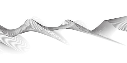  Abstract flowing waves formed by thin gray lines on a white background.