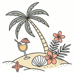 vector illustration of a tropical beach