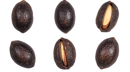 Six brazil nuts isolated on a white background png ai generated