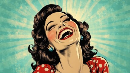 Woman expressing joy retro style