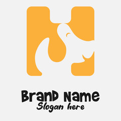 Dual Meaning Monogram Logo – Letter H Fused with Dog Silhouette