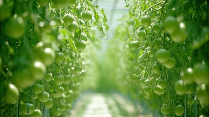 Greenhouse Tomatoes Growing Ripe Sunlight