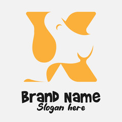 Dual Meaning Monogram Logo – Letter X Fused with Dog Silhouette