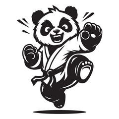 Jumping Kungfu Panda Logo – Fierce Martial Mascot Vector