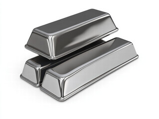 Shiny Silver Ingots: A gleaming stack of three refined silver ingots, rendered with meticulous detail, embodies the essence of precious metals, industrial wealth, and tangible value.