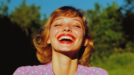 Woman outdoors smiling portrait