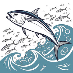 High-speed tuna fish vector artwork, perfect for ocean-themed designs and marine illustrations.