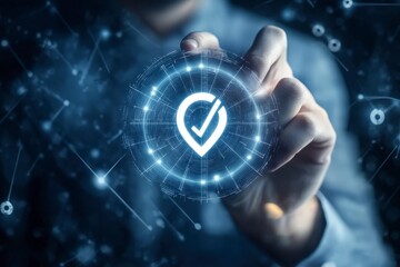 Person interacting with digital security interface.