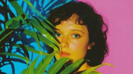 Young person portrait against vibrant backgrounds