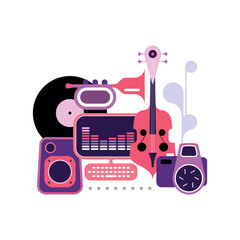 Colored musical things vector design isolated on a white background.