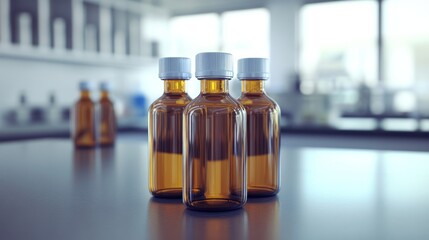 Amber bottles lab setting, research, medicine
