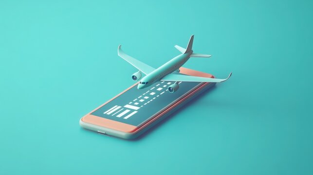 Smartphone and airplane model create a unique travel planning concept in vibrant setting