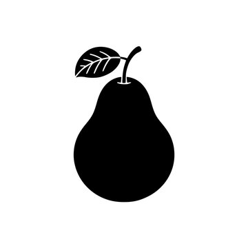 recommend clip art: Black silhouette of a pear with leaf