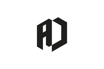 Initial DJ Logo Polygon Shape Letter logo Design white background	