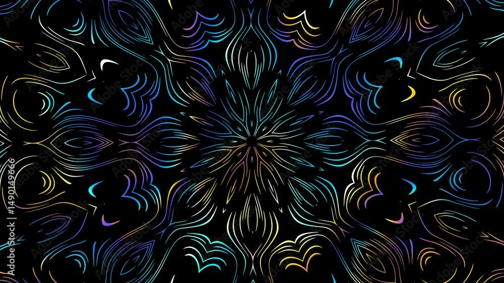 Aufkleber 4k colorful kaleidoscope loop background. abstract multicolored motion graphics background for yoga 