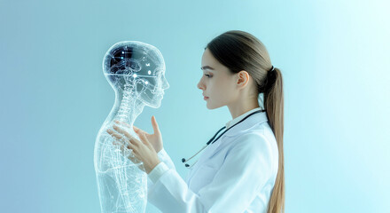 Doctor using artificial intelligence to analyze patient health data for accurate diagnosis. Generated image