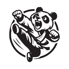 Kung Fu Panda Mascot Logo – Jumping Martial Arts Animal Vector