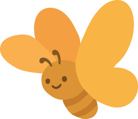Cartoon Illustration of a Yellow Butterfly