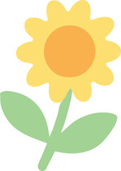 Illustration of a Yellow Flower with Green Leaves