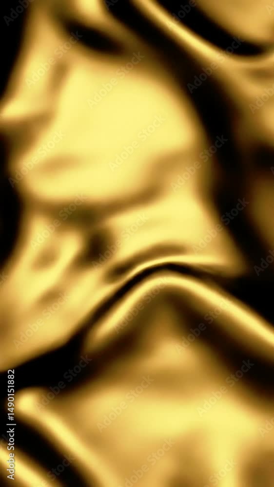 Poster abstract golden fabric waves flowing in a seamless motion graphic background