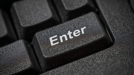 Closeup view of Enter key texture on keyboard Modern technology detail