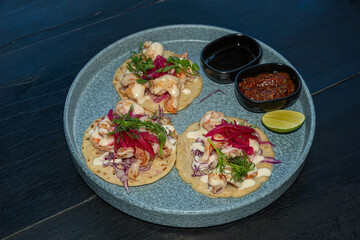 Shrimp Tacos on a Caribbean Beach in Boca Paila, Tulum.