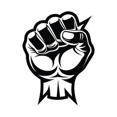 Powerful Fist Silhouette in Bold Black and White
