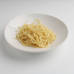Spaghetti with mushroom sauce in a plate