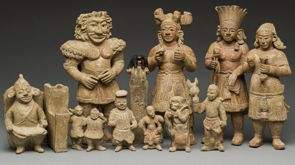 Group of ancient ceramic figurines