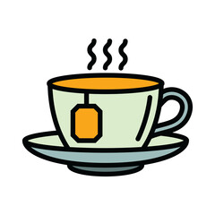 The icon of a cup of hot tea. A design element.