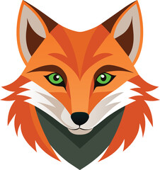 Obraz premium Fox Head Green Eyes Orange Fur Vector Illustration