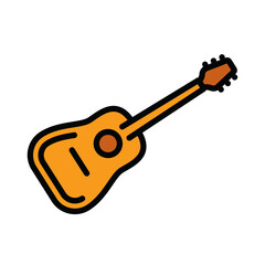 The contour icon of an acoustic guitar. A design element.
