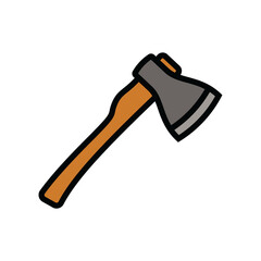 The contour icon of a hiking hatchet. A design element.