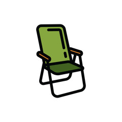 The contour icon of the camp chair. A design element.