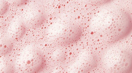Fototapeta premium Pink bubbly foam on a light pink surface. A close-up shows tiny air bubbles in the liquid. This creates a smooth, abstract background, like a fizzy drink. 