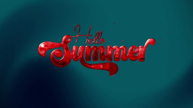 Red words hello summer on a teal background. Perfect for summerthemed designs like posters, social media graphics, and greeting cards.