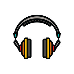 The outline icon of large wireless headphones. A design element.