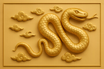 Obraz premium Golden Snake with Clouds