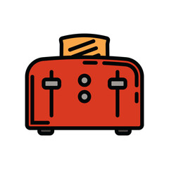 A contour icon. An electric appliance designed for fast toasting of flat pieces of bread. The toaster. A design element.