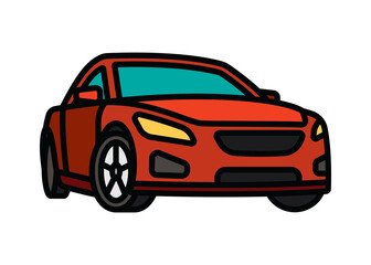 A passenger car. A contour icon. A design element.