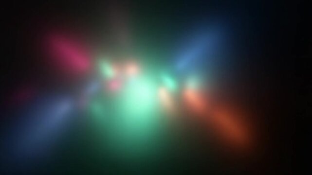 Multicolored light leaks 4k footage on black background. Stylizing , transitions. Bokeh effect