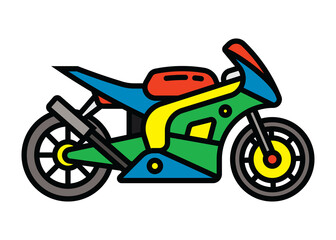 The contour icon of a racing sports motorcycle. Superbike. A design element.