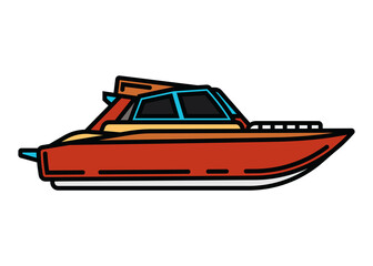 The contour icon of the yacht. A design element.