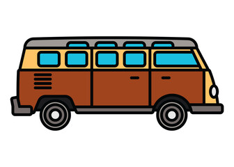 An old travel van. A contour icon. A design element.