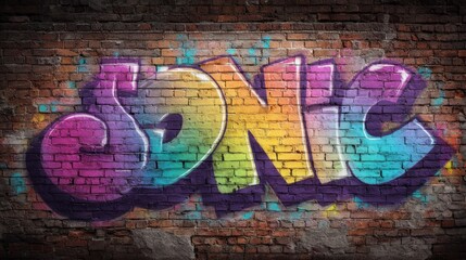 Colorful graffiti art on brick wall