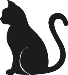 Black cat silhouette vector illustration depicts a cute domestic pet animal