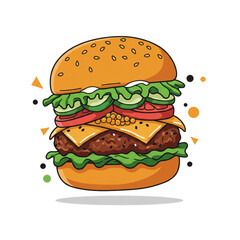 burger and fries vector