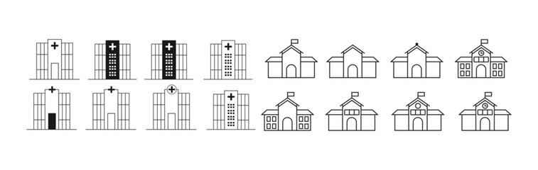  Collection of Home Icons. Vector web home icon, building symbol. House. Vector Building Illustration