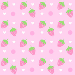 Strawberry fruit background pattern, cute fruit background vector illustration.